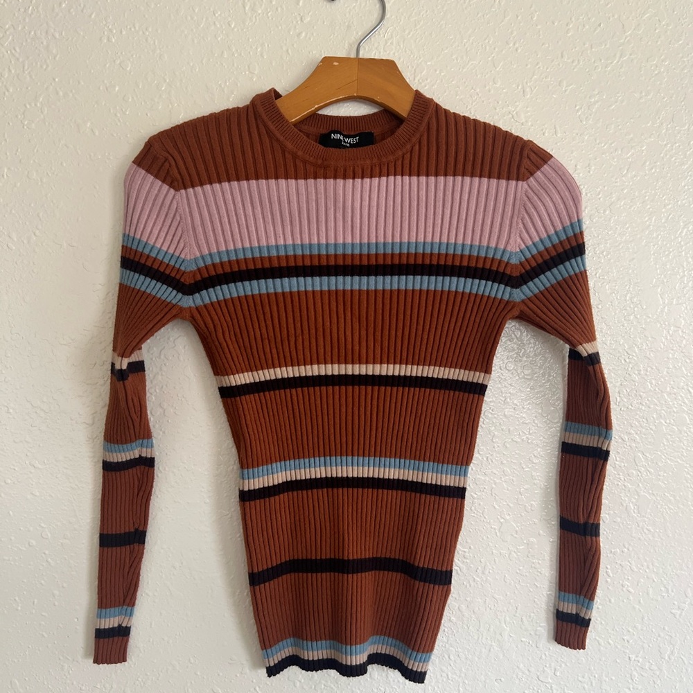 90s Striped Ribbed Sweater Medium